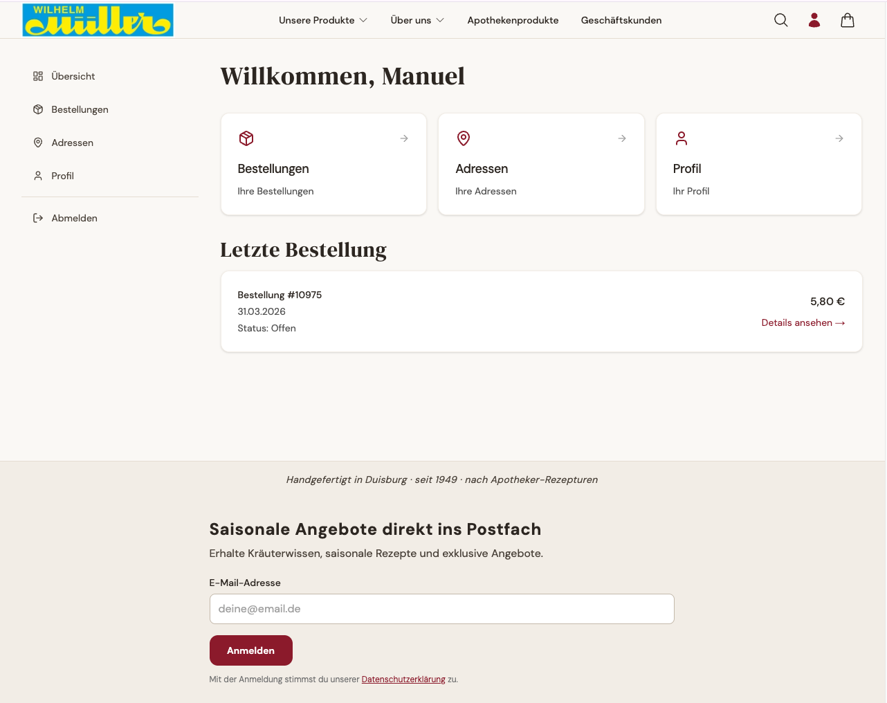 Das Kundenkonto-Dashboard — sieben Module, eine Woche Entwicklungszeit
