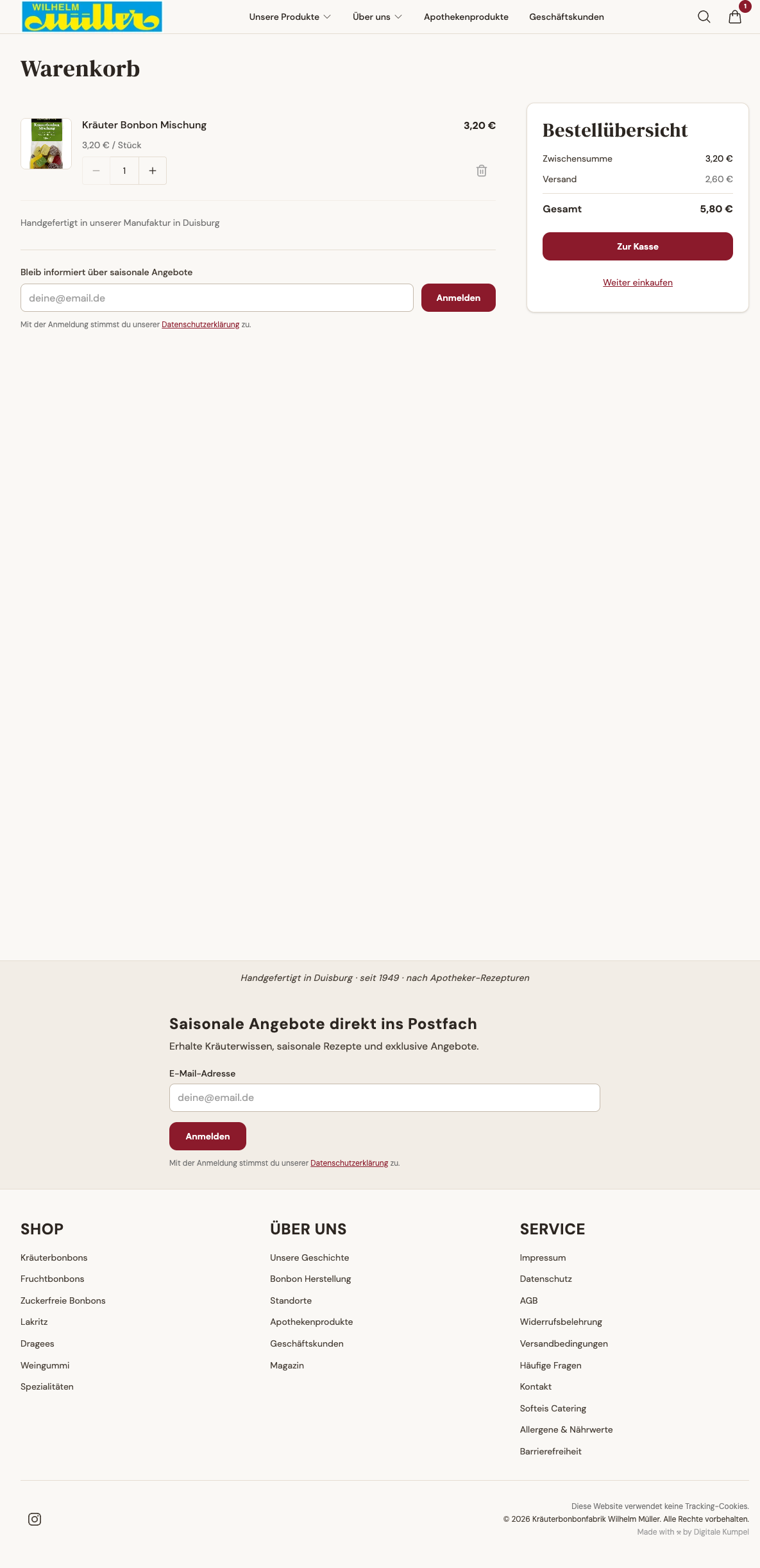 Der Checkout-Prozess — Suspense nur um den dynamischen Warenkorb, nicht um den gesamten Inhalt